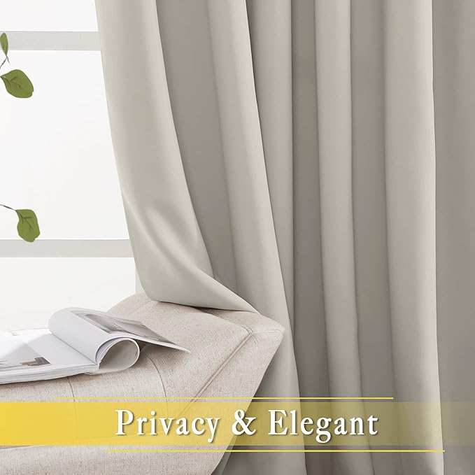 NICETOWN Blackout Room Divider Curtains for Sliding Glass Doors 102 Inches Long 1 Panel, Extra Wide Curtains for Doorway Patio Bedroom Living Room (Natural, 80Wx102L, 1 Panel)