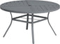 VICLLAX Round Patio Table with Adjustable Umbrella Hole for 6, All Weather Metal Outdoor Dining Table for Lawn Garden, 50" Outdoor Coffee Table, Grey Tabletop