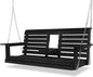 Poly Lumber 3-Seat Porch Swing, HIPS 5-Feet Bench Swing with Foldable Cup Holders,18/8 Stainless Steel Hardware, High Backrest and Deep Contoured Seat, Carbon Black