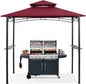 ABCCANOPY 8'x 5' Grill Gazebo Shelter, Outdoor BBQ Gazebo Canopy with LED Light (Burgundy)