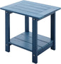 Double Adirondack Outdoor Side Table Weather Resistant, Outdoor Rectangular Patio End Table for Adirondack Chair, Dark Blue