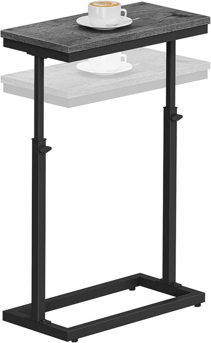 TUTOTAK End Table, Side Table, Tall Couch Table, Sofa Table, Living Room, Bedroom, Grey TB01BY083