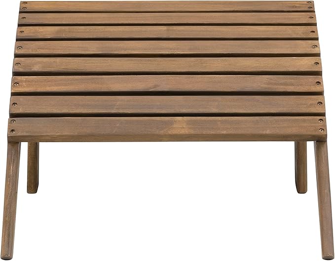 Linon Home Dcor Linon Adirondack Woodstock Ottoman, Teak Stain, Acorn, 21.6"W x 21.06"D x 13.7"H