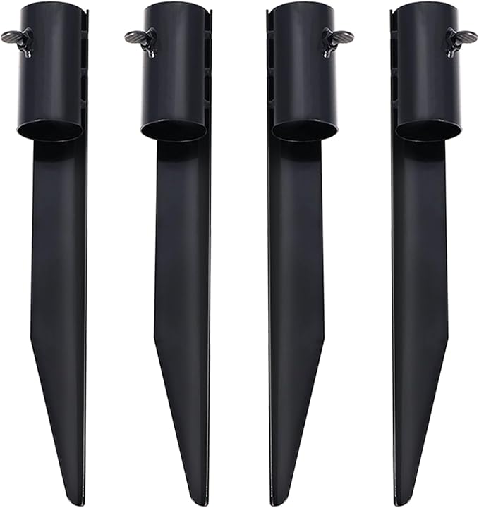 Steel Torch Stakes for Tiki Torches, Freestanding Poles and Solar Lights, 10inch Torch Stand Stakes Outdoor Light Stakes Garden Stakes for Lights (4 Pack)