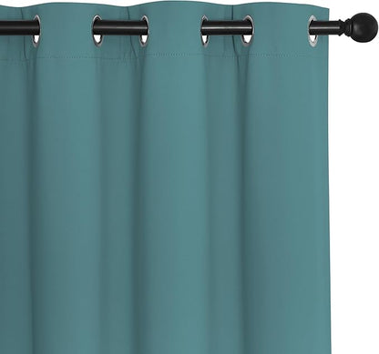 NICETOWN Blackout Curtains 54 Inches Long, Thermal Insulated Room Darkening Curtains for Bedroom, Window Treatment Drapes for Living Room Nursery (W66 x L54 Inch, Sea Teal, 1 Panel)