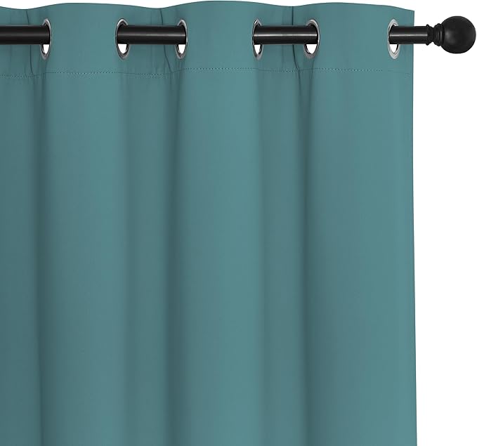 NICETOWN Sea Teal Blackout Curtains for Bedroom/Living Room 132 Inch Length - Thermal Insulated Room Darkening Grommet Top Window Curtains (100 by 132 - Inch, 1 Panel)