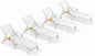 SERWALL Patio Chaise Lounge Chair Set of 4, 5 Positions Adjustable Poly Outdoor Lounger for Pool, HDPE Lounge Chair with Rolling Wheels & Cup Holder for Poolside, Deck, White