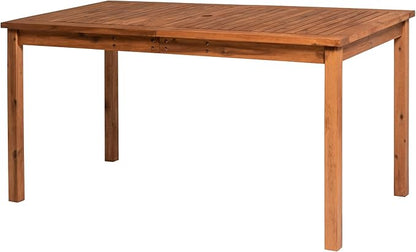 Walker Edison Dominica Contemporary Slatted Outdoor Dining Table, 34 Inch, Brown