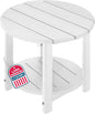 LZRS Round Adirondack Side Table Double End Table, Outdoor Side Tables for Patio, Backyard,Pool, Indoor Companion, Easy Maintenance & Weather Resistant(White)