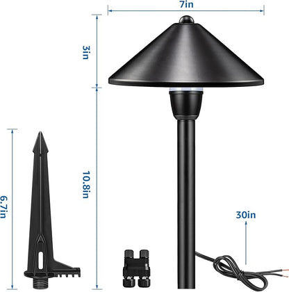 SUNVIE Low Voltage Landscape Lights 3W LED Pathway Lights Low Voltage 3000K Landscape Lighting 12-24V Waterproof Aluminum Wired Landscape Path Lights for Garden Walkway Yard ETL Listed Cord, 12 Pack