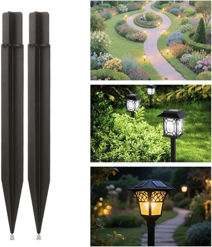8.25" Reinforced ABS Plastic Solar Ground Spikes - Durable Solar Light Replacement Stakes for Garden, Pathway, Deck, Camping, Christmas Lights (Fits 0.83" Inside Diameter) (Black-6 Pack)