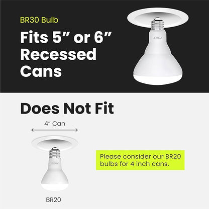 Feit Electric BR30 LED Light Bulbs, 100W Equivalent, Dimmable, E26 Standard Base, 80 CRI, 1400 Lumens, 3500K Neutral White, 120V, 10 Years Lifetime, Damp Rated, 6 Pack, 100BR30DM83510KLED/6