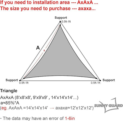 SUNNY GUARD Sun Shade Sail 8' X 8' X 8' Triangle Brown UV Block Sunshade for Backyard Yard Deck Patio Garden Outdoor Activities and Facility(We Make Custom Size)