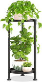 LASZOLA 2 Tier Black Corner Plant Stand Indoor for Large Tall Flower, Heavy Duty Sturdy Metal Vertical Tiered Planters Holder for Patio, Multi Level Wrought Iron Organizer Décor for Modern Farmhouse