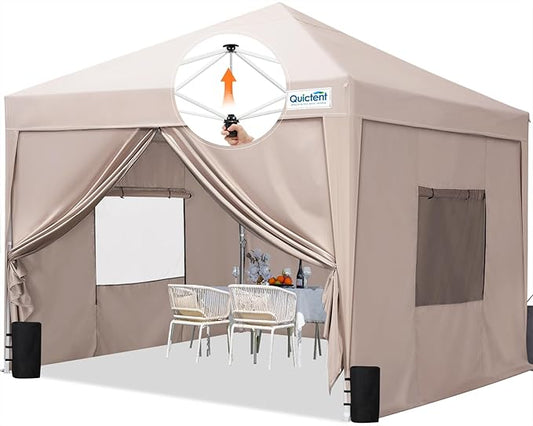 Quictent Privacy 6.6x6.6 Pop up Canopy Tent with Sidewalls and Roll-up Ventilated Windows, One Person Easy Setup, Outdoor Commercial Gazebo Shelter Enclosed Waterproof, Bonus 4 Sandbags
