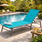 Kozyard Outdoor Foldable Lounge Chair, Aluminum Frame Patio Lounger with 5-Position Adjustable Backrest, Breathable Textilene Fabric, Assemble-Free, Reclining Full-Flat Poolside(Aqua)