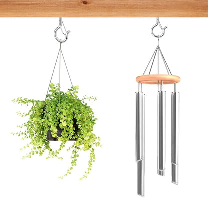 96 PCS Q-Hanger Hooks, Screw Hooks for Outdoor String Lights, Safety Buckle Design Cup Eye Hook for Hanging Christmas Lights, Plants, Mounted on Wall Ceiling, Include 1 Wing Nut Driver, Silver