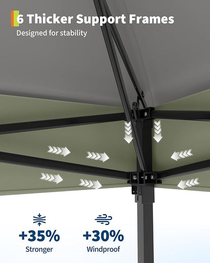 Canopy Tent 12x12 ft, Pop Up Gazebo One-Push Setup with 4 SandBags for Backyard Parties and BBQs, Mosquito Netting & Height Adjustable - Grey