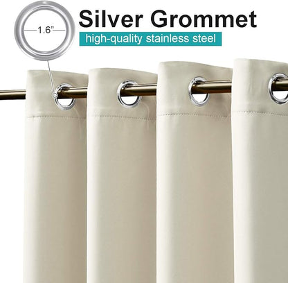 NICETOWN Outdoor Patio Curtain W66 x L95, Waterproof & Weatherproof Drapes for Porch Gazebo Pergola Shower Pool Outside Deck, Privacy Protection Drape for Summer & Winter, 1 Panel, Beige