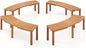 Tangkula Outdoor Curved Bench, Acacia Wood Fire Pit Bench w/Slatted Seat, Patio Backless 2-Person Seating for Porch, Yard, Garden, 800 LBS Max Load, Oil Painted (4, 58")