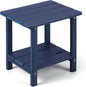 Adirondack Outdoor Side Table, 2-Tier Sturdy Patio End Table Weather Resistant, 16.5" Solid Side Table for Patio, Pool, Porch(Navy Blue)