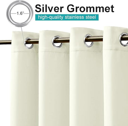 NICETOWN Fade Resistant Outdoor Curtains for Patio Waterproof 2 Panels, UV Protection Grade 4 Lightfastness Fade-Proof & Blackout Drapes for Deck, Porch, Gazebo, Light Beige, W52 x L96 Each Panel