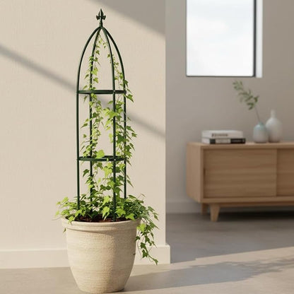 100% Metal Obelisk Garden Trellis 6.3 Feet Tall Sturdy Plant Support for Climbing Vines and Flowers Stands,1pc Upgrade (Green, Large)