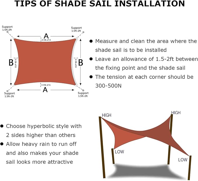 KANAGAWA 6'X22' Rust Red Custom Size Sun Shade Sail Rectangle UV Block Canopy Cover for Patio Backyard Lawn Garden Outdoor (Customized Available)