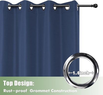 HolidayIdeas Waterproof Outdoor Curtains for Patio, 6 Panels - 54x108 Inches - Weatherproof Privacy Outsides Curtains for Backyard Porch Gazebo, Sunlight & UV Blocking (Navy, Grommet Top)