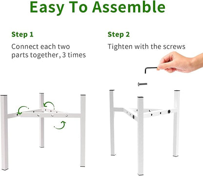 Aripark Plant Stand Indoor Adjustable, Metal Modern Plant Stands, Heavy Duty Stable Plant Pot Small Flower Holder Indoor Outdoor Corner, Fit 8 9 10 11 12 inch Pots, White (Pot & Plant Not Included)