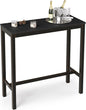 Outdoor Bar Table, 38" Patio Bar Height Counter Console Table, Black Waterproof HDPS Slatted Top and Bronze Leg, Weather Resistant, Hot Tub, Balcony, Yard, Indoor or Outdoor Use
