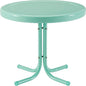 Crosley Furniture Griffith Weather Resistant Retro Metal Outdoor Side Table for Patio, Deck, Porch, Aqua