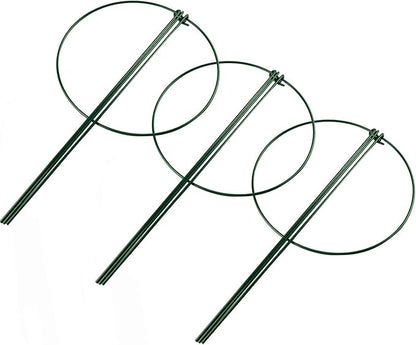 HiGift 3 Pack Peony Cages Support Stakes Ring for Garden, Round Plant Support for Outdoor (10" W x 17" H), Indoor Plant Cages Hoops Plant Rings for Tomatoes,Rose,Astilbes,Vine Indoor Potted Plants
