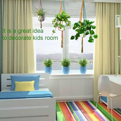 Rainbow Macrame Plant Hangers Indoor Outdoor, 3 Pack Different Size Flower Pot Holder Hanging Plant Holder for Windows Garden Boho Home Decor