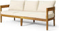 Brooklyn Outdoor 3 Seater Sofa with Cushions - Acacia Wood - Teak/Beige