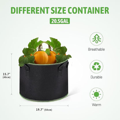 Delxo 10 Pack 20 Gallon Plant Grow Bags Heavy Duty Aeration Fabric Pots Thickened Nonwoven Plant Grow Bags with Handles