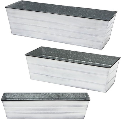 Achla Designs Galvanized Window Flower Box Planter-Cape Cod White-Small (22" L x 6" W x 5" H)