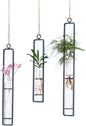 Aoderun Hanging Glass Planter Water Iron Art Hydroponic Vase Transparent Test Tube Flower Hanging Bottle Home Decoration (3pcs-S,M,L)