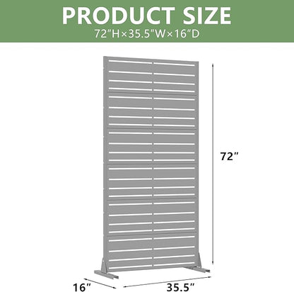 Casaphoria Metal Privacy Screen Outdoor, 72" H x 35" W Freestanding Decorative Privacy Screen for Patio Deck Balcony Garden with Stable Base, Grey-Benjamin