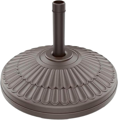 wikiwiki 80 Lbs HDPE Round Patio Umbrella Base, Weighted Umbrella Stands Fits 1.5-1.9in Poles for Garden, Lawn, Deck, Backyard & Pool, Brown