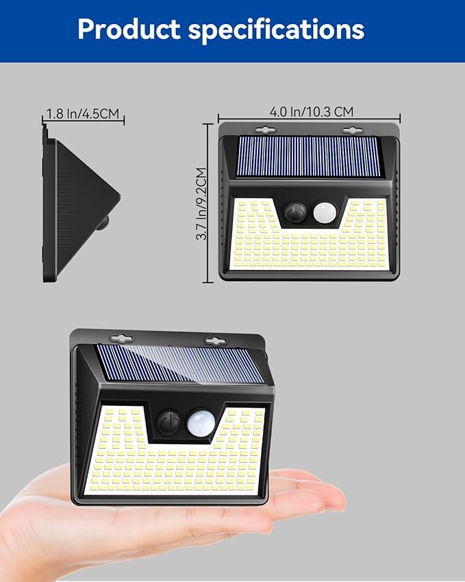 Peasur Solar Lights Outdoor Waterproof, 4Pack 140LED Solar Motion Sensor Wall Lights, 3 Modes Solar Powered Fence Security Lights for Patio Step Deck House Outside(Warm White)