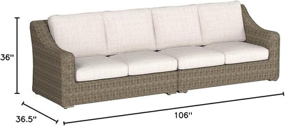 Signature Design by Ashley Beachcroft Outdoor Left & Right Arm Facing Wicker Patio Loveseats, Nuvella Weather Resistant Fabric, Brown & Beige