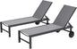 Shintenchi 2 PCS Outdoor Chaise Lounges Chair with Wheels Aluminum Reclining Patio Lounge Chairs with 5 Adjustable Position Recliner for Patio, Beach, Yard, Pool Patio Furniture Set,Light Grey