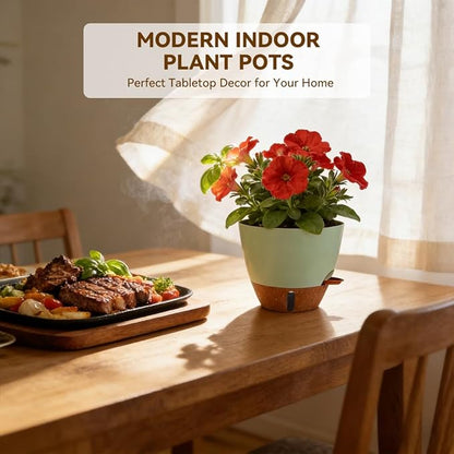 7/6.5/6/5.5/5 Inch Self Watering Pots, Plastic Flower Pots with Multi Mesh Drainage Holes and Deep Reservoir for Indoor Outdoor Garden Plants and Flowers (White, 5/5.5/6/6.5/7)