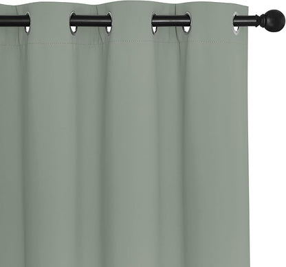 NICETOWN Blackout Room Divider Curtains for Sliding Glass Doors 102 Inches Long 1 Panel, Extra Wide Curtains for Doorway Patio Bedroom Living Room (Sage Green, 80Wx102L, 1 Panel)