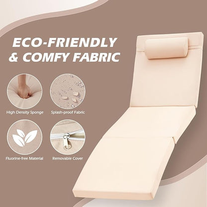 Chaise Lounge Chairs Outdoor Comfy Outside Wicker Patio Pool Lounge Chair w/ 5 Adjustable Back Angle Cup Holder Thicken Cushion (Gray/Khaki, 6 Chairs)