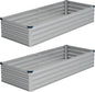 Vengarus 8x2x1FT (2 Pack) Galvanized Raised Garden Bed-Outdoor Planter Box for Vegetables,Metal Flower Boxes with Corner,Planter Raised Bed,(Silver)