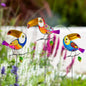 Decorative Garden Stakes,Set of 3 Toucan Stained Glass Metal Yard Art Outdoor,Waterproof Spring Garden Stakes Decorative for Lawn Patio Pathway