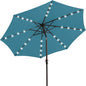 JEAREY 9FT Outdoor Patio Umbrella with Solar Lights, LED Lighted Pool Umbrella with Tilt and Crank, Outdoor Table Umbrellas for Deck, Yard & Market (Lake Blue)