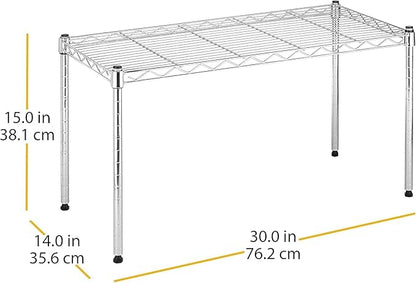 Xcity Storage Shelves, 1 Tier Heavy Duty Metal Shelving Unit, 350 LBS Capacity Adjustable Steel Wire Shelf Organizer for Pantry, Kitchen, Garage, 14" D x 30" W x 15" H, Chrome